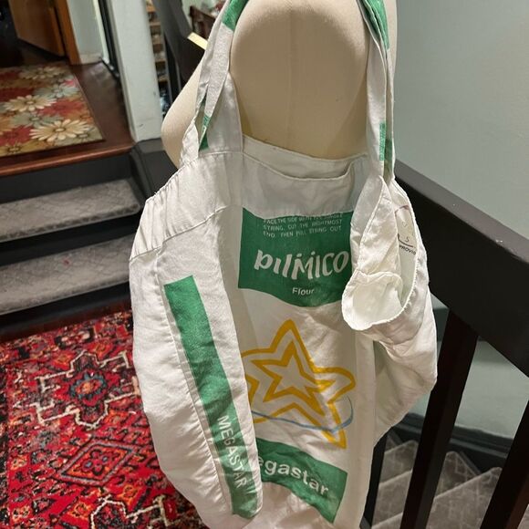 White and Green Megastar Flour Tote Bag - Picture 10 of 10